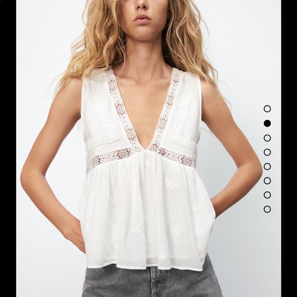 Zara Embroidered Flowy Top